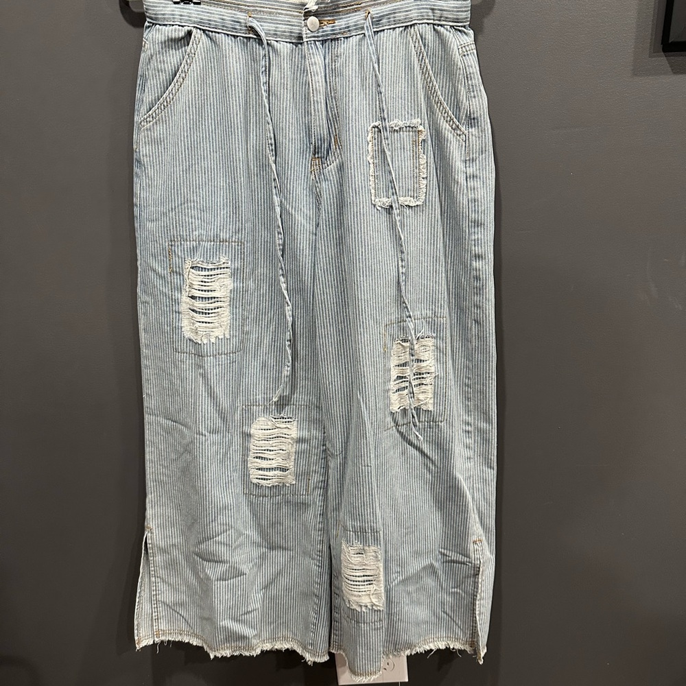 POL railroad stripe pants
